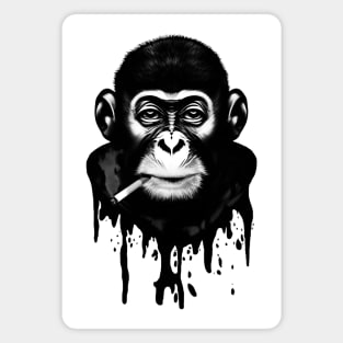 B&W smoking chimp illustration, Printed Truth Gift Idea! Magnet